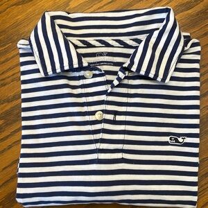 Vineyard Vines Navy and White Striped Polo